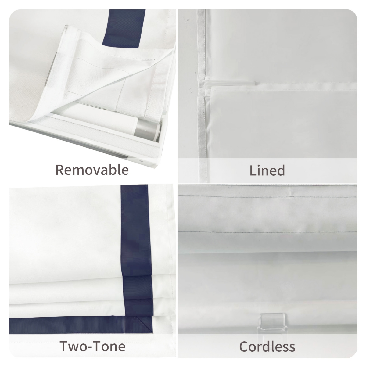 Shadisfy Cordless Pull Down 100% Blackout Roman Shade with Ribbon Border 33"x64"