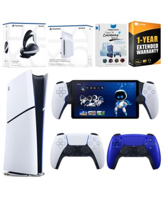 PlayStation 5 Slim Digital Bundle with Disc Drive, Extra Controller, Pulse Elite Headset, PlayStation Portal, MightySkins Voucher and 1 Year Ext