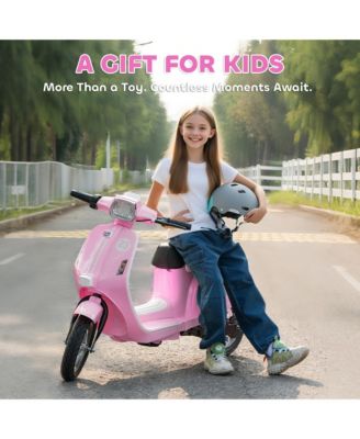 24V Kids Motorcycle with Rear Suspension, Lights for 8-12 Years,