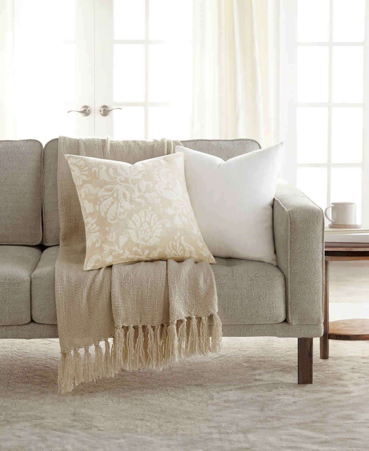 Ienjoy Home Cotton Slub 2-pack Decor Pillows, 20" X 20" In Neutral
