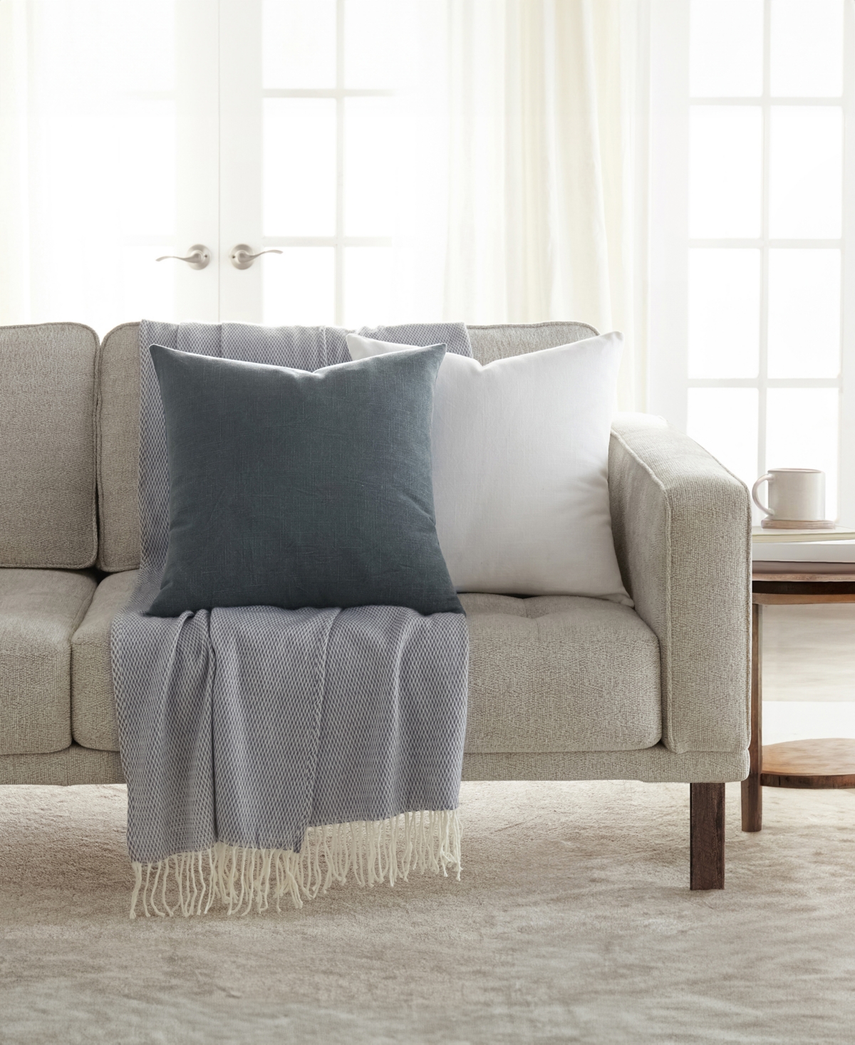 Ienjoy Home Slub Cotton Solid 2-pack Decor Pillows, 20" X 20" In Gray