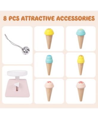 Kids Wooden Ice Cream Cart with Chalkboard & Storage – White