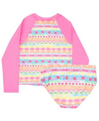 Girls Quick-Drying Long Sleeve Rash Guard and Bikini Bottom Swimsuit Outfit Set
