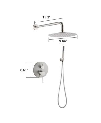 Wall Mounted Round Shower Combo Set with 10" Rain Shower Head and Handheld Shower Head Set with Pressure Balancing Valve, Silver