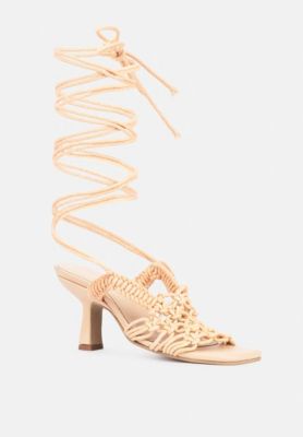 Womens BEROE Braided Handcrafted Lace Up Sandal