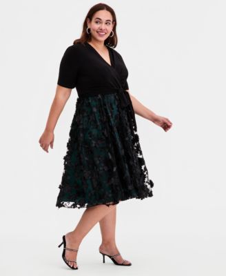 Plus Size 3D Floral A-Line Dress