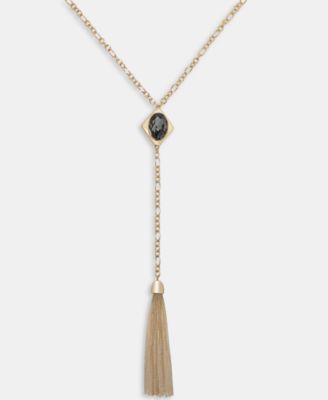 I.N.C. International Concepts - Crystal & Chain Tassel Lariat Necklace, 22-1/2" + 3" extender