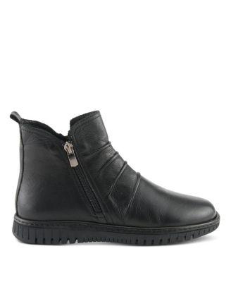 Rosado Ruched Leather Bootie with Dual Zippers and Removable Insole