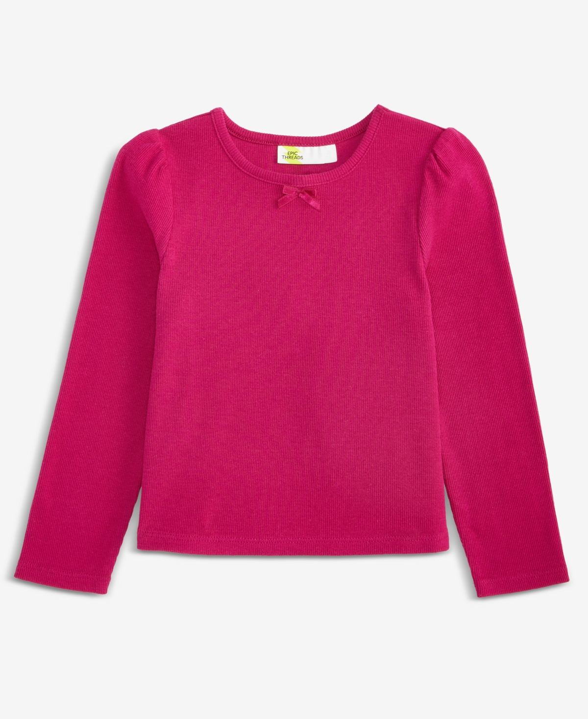 Epic Threads Girls Toddler 2t-4t Ribbed Puff-sleeve T-shirt, Macy's Exclusive In Pink