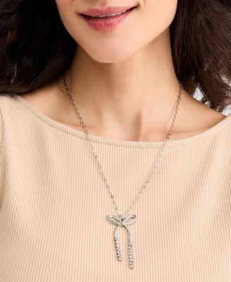 Crystal Bow Pendant Necklace, 22" + 2" extender, Macy's Exclusive
