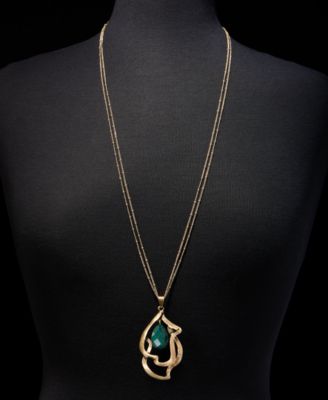Stone Orbital Pendant Necklace, 32" + 3" extender, Macy's Exclusive