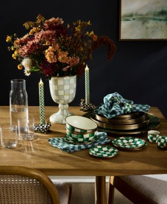 Emerald Check Appetizer Plates, Set of 4