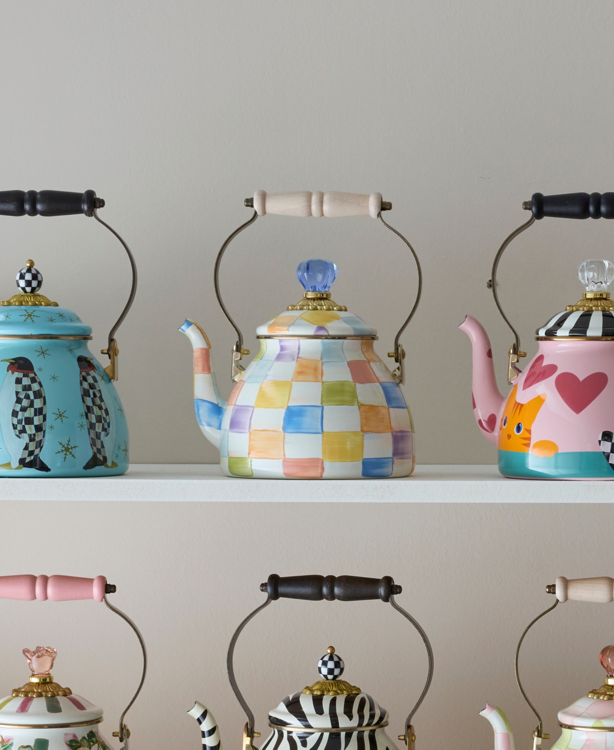 MacKenzie-Childs Confetti Check 2-Quart Tea Kettle