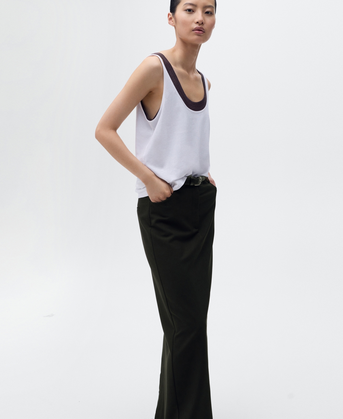 Mango High Waist Pencil Skirt In Black