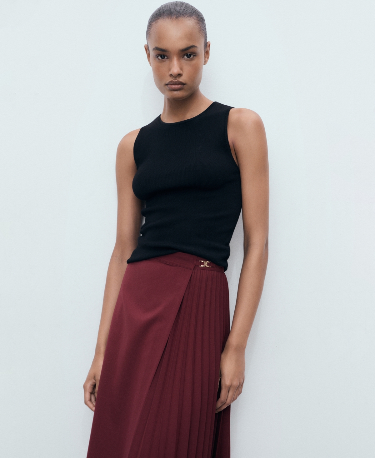 Mango Women's Pleated Crossover Skirt