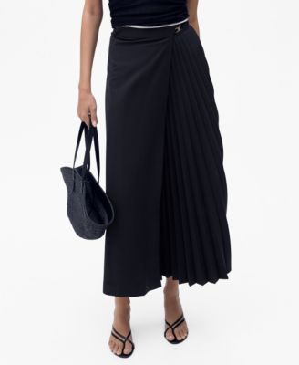 MANGO - Women's Pleated Crossover Skirt