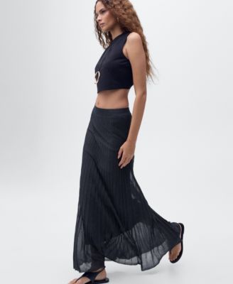 Women's Lurex Knitted Pleated Skirt