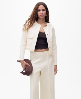MANGO - Women's Pockets Cotton Cropped Jacket