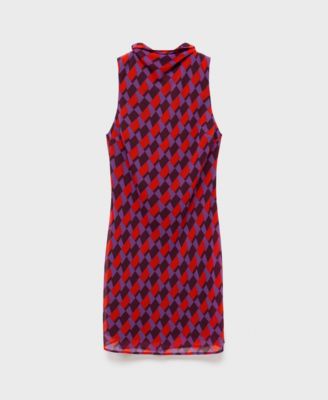 Women's Bow Detail Printed Dress