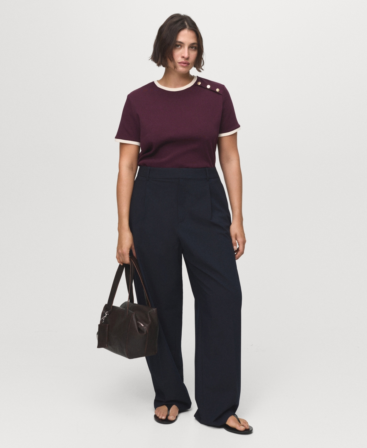 Mango Pleated Wide Leg Pants In Black