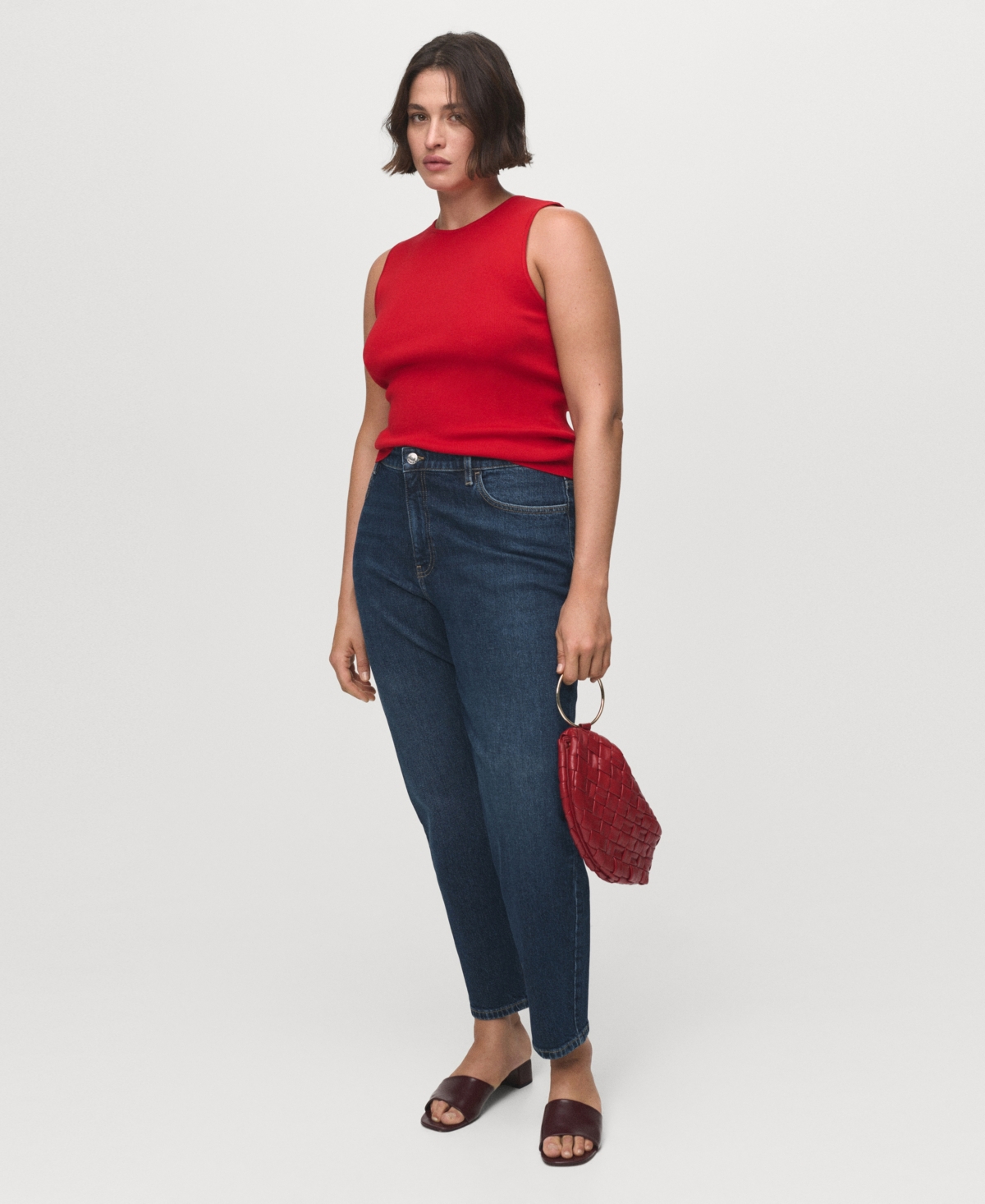 Mango Women's Newmom Comfort High-rise Jeans In Blue