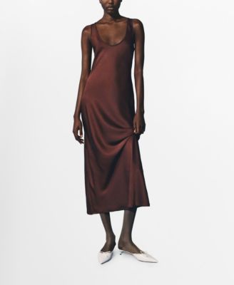 MANGO - Women's Long Satin Dress