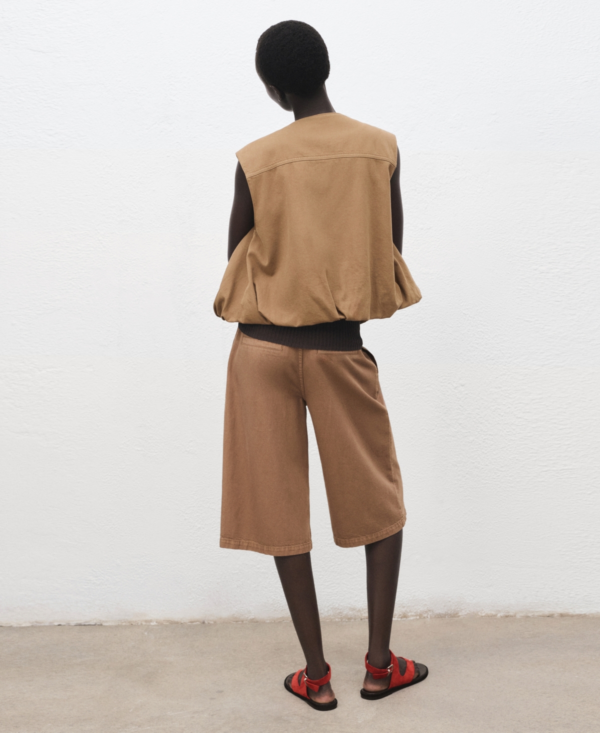 Mango Belted Denim Longer Length Shorts In Brown