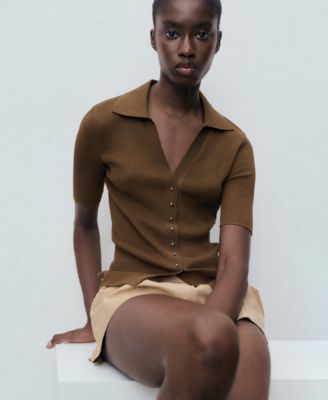 Women's Ribbed Polo Neck Sweater