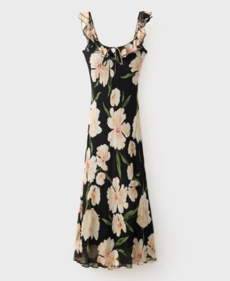 Women's Ruffle Detail Floral-Print Dress