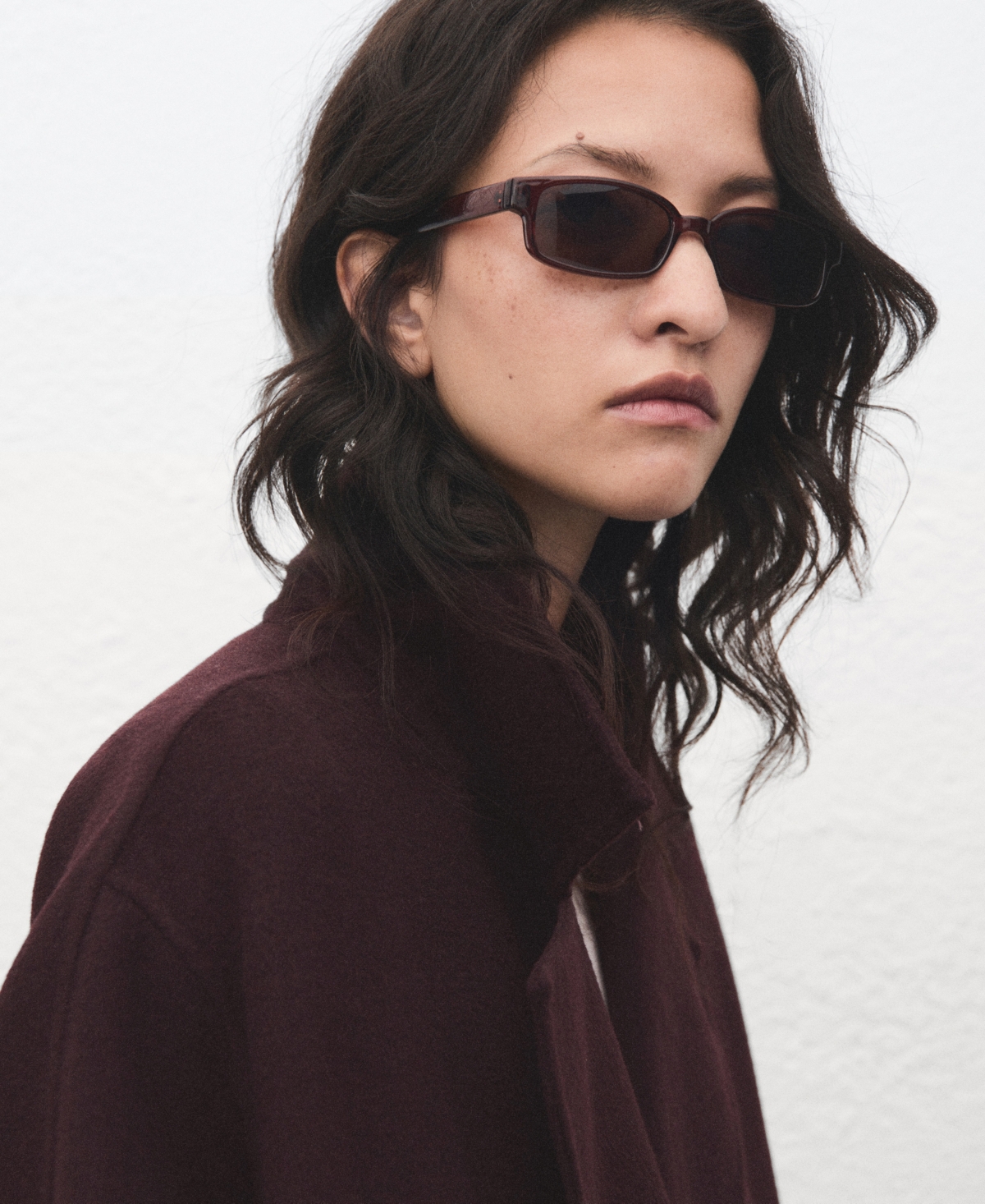 Mango Manteau Laine Fait Main Oversize Lie De Vin - Femme - Xxs -  In Burgundy