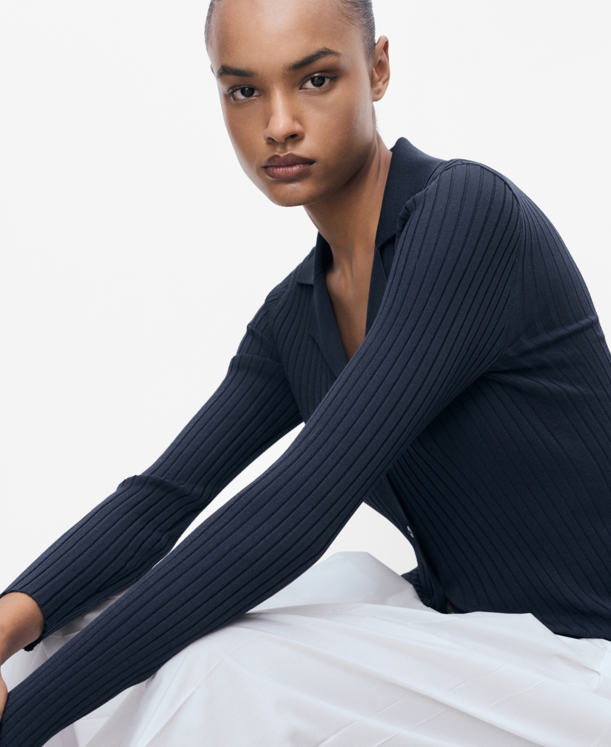 Mango Rib Button-up Cardigan In Blue