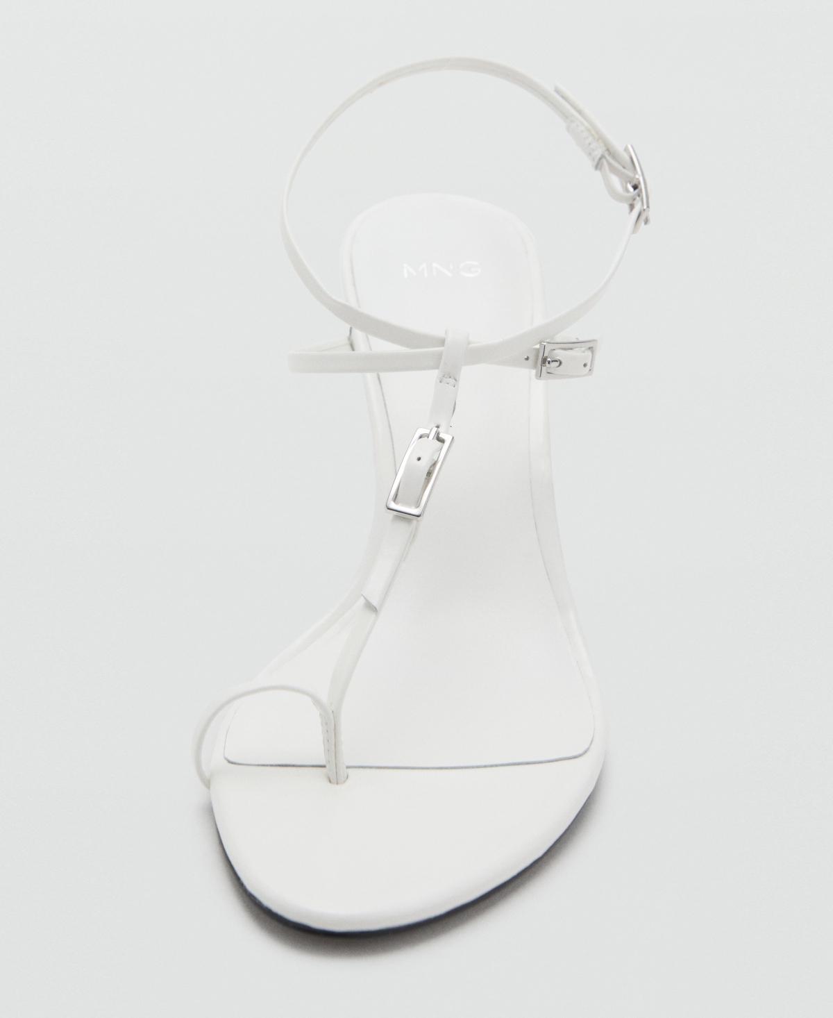 Mango Women's Buckles Leather Heeled Sandals In White