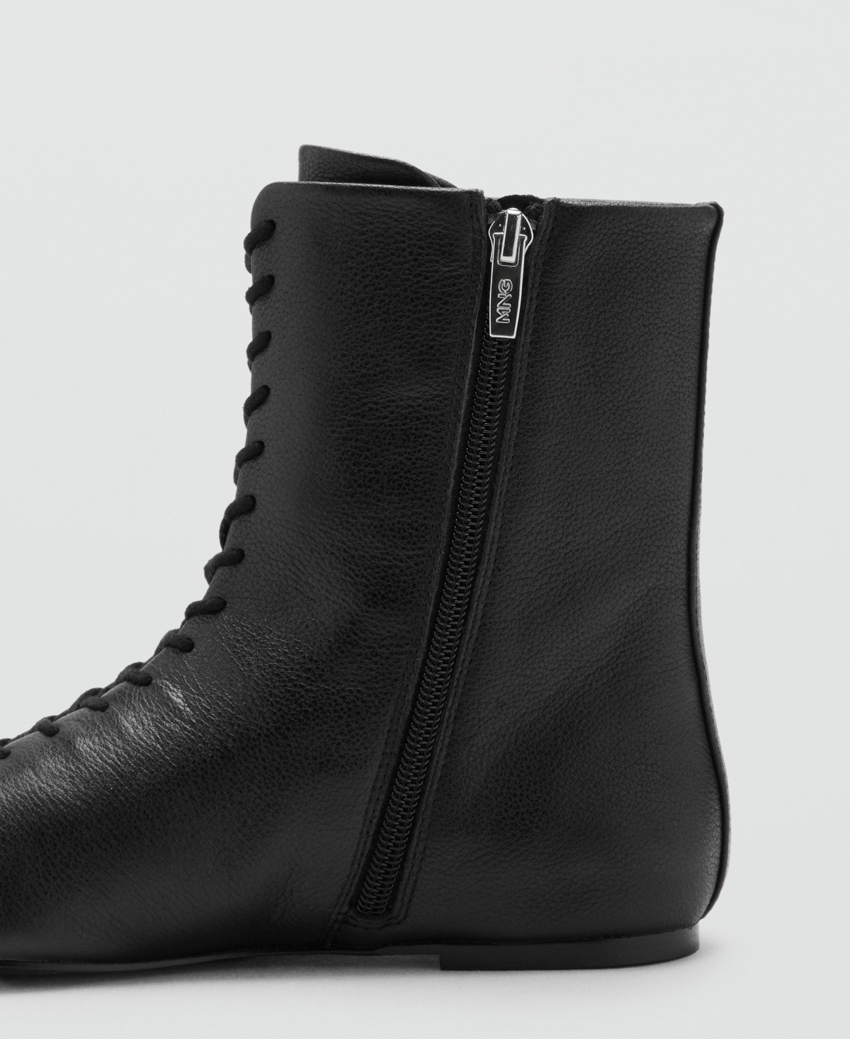 Mango Lace Up Bootie In Black