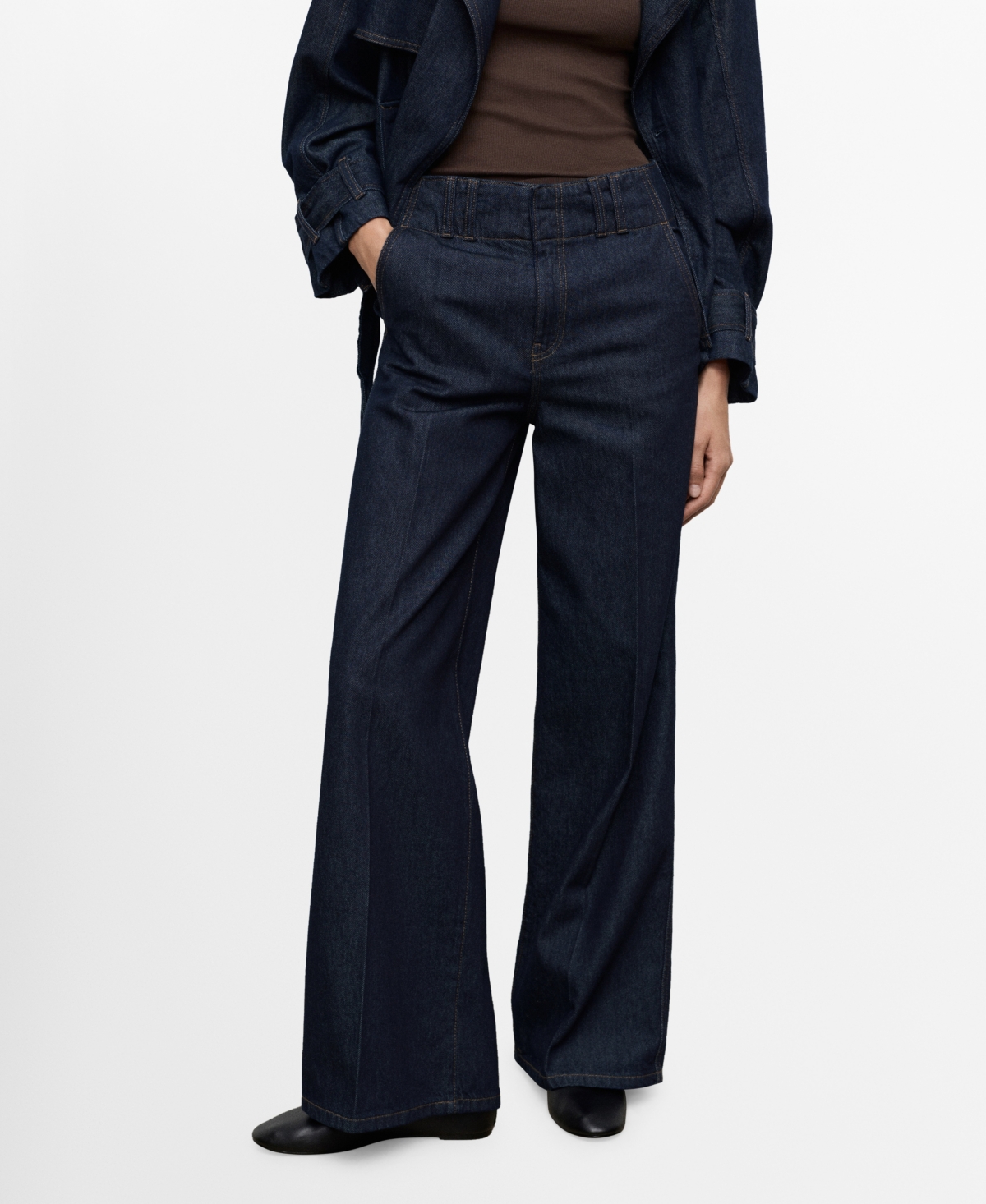 Mango Women's Wide-leg Denim Pants In Blue
