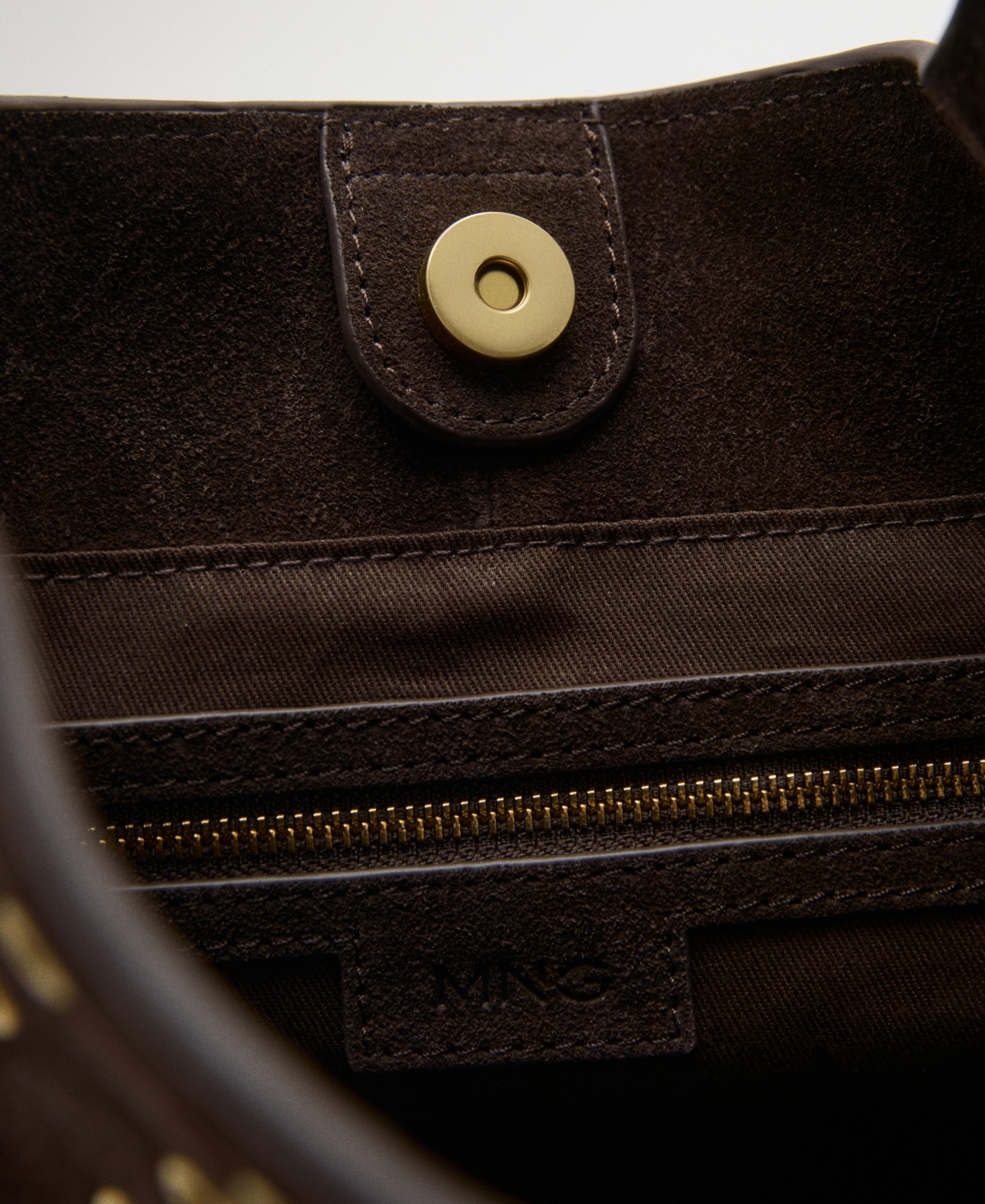 Mango Women's Eyelets Detail Suede Shopper Bag In Brown