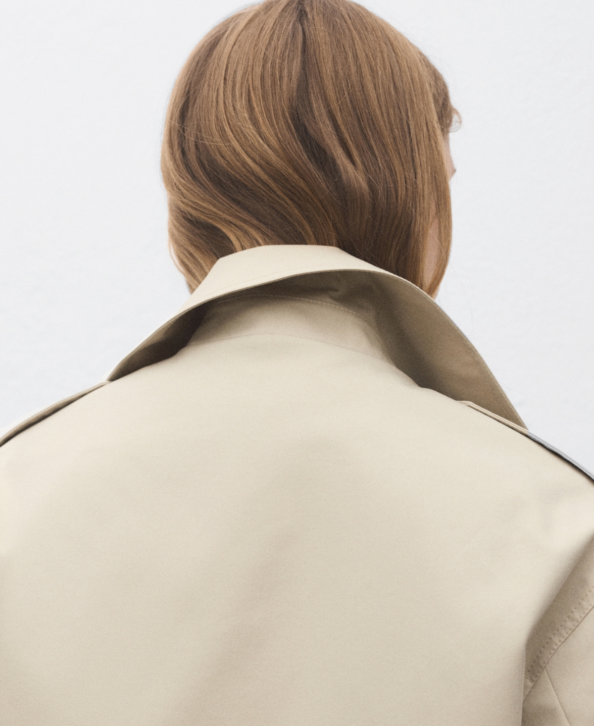 Mango Double Breasted Crop Trench Coat In Neutral