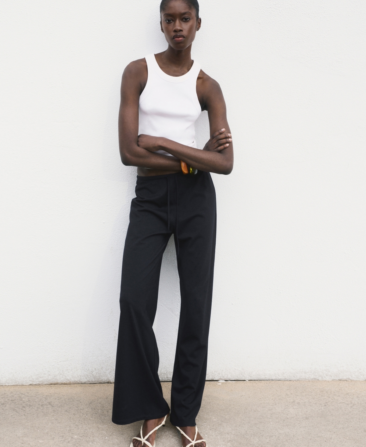 Mango Women's Elasticated Waist Wide-leg Pants In Blue