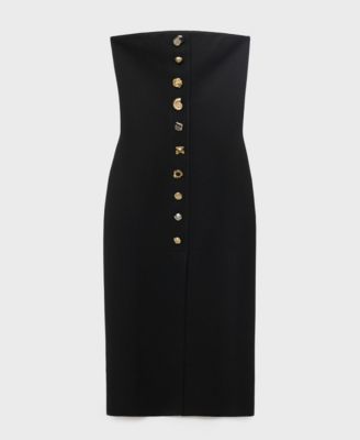 Women's Jewel Buttons Strapless Dress