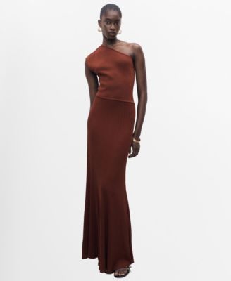 MANGO - Women's Asymmetrical Combined-Knit Dress
