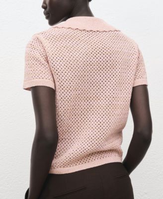 Women's Short-Sleeved Crochet Sweater