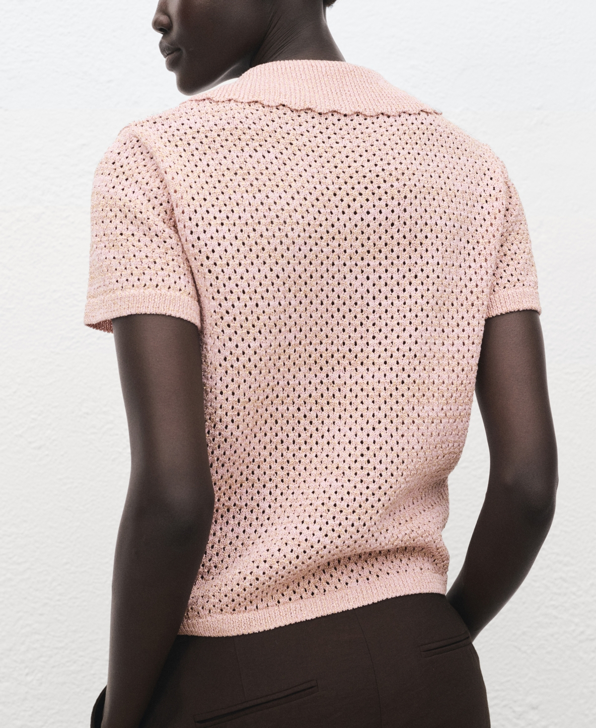 Mango Women's Short-sleeved Crochet Sweater In Pink