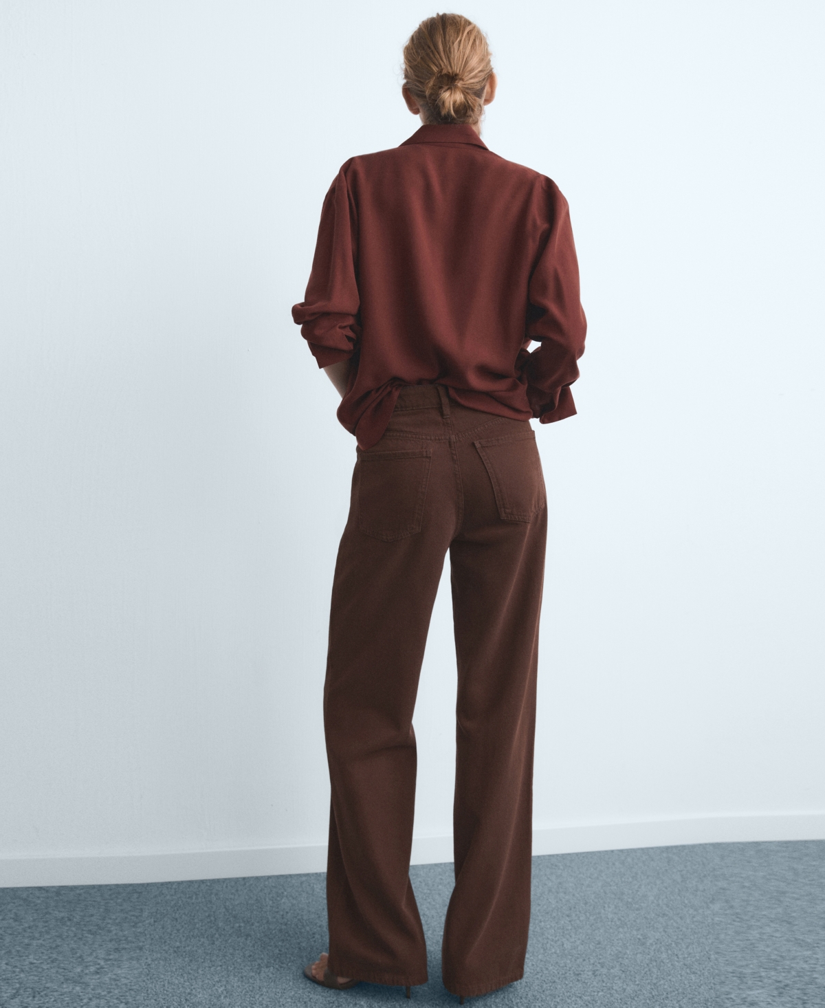 Mango Women's Danila Wide Leg High-rise Jeans In Brown