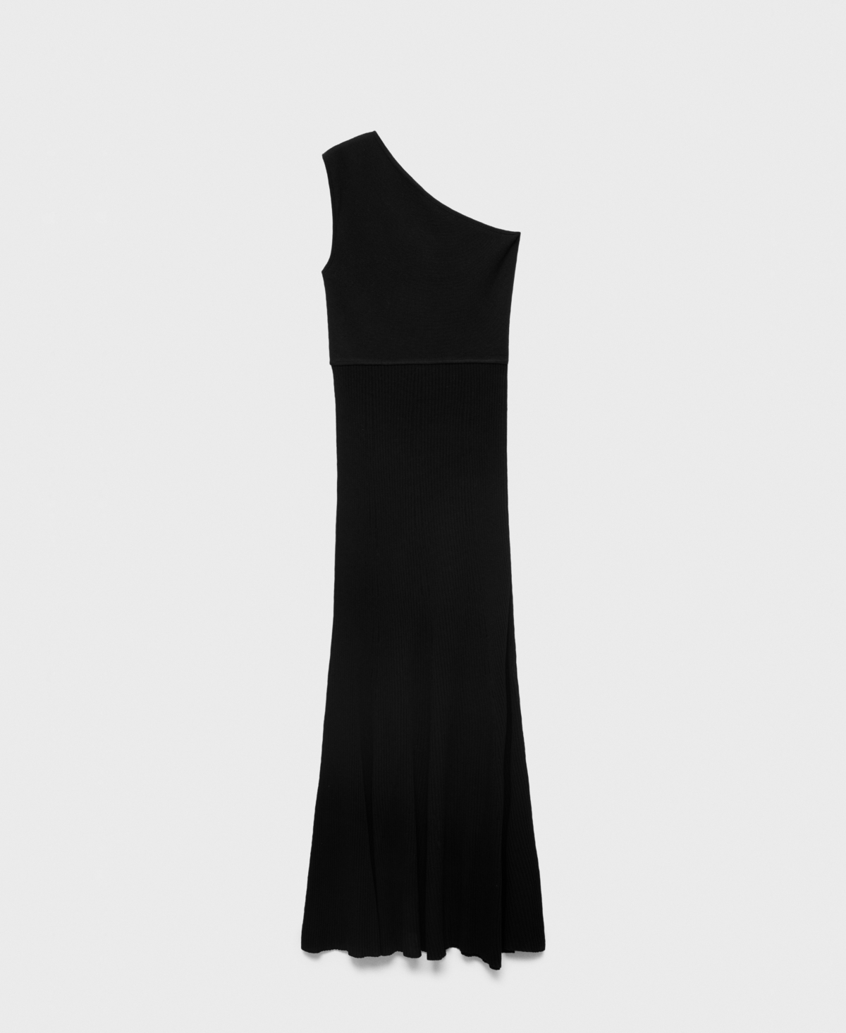 Mango Asymmetrical Combined-knit Dress In Black