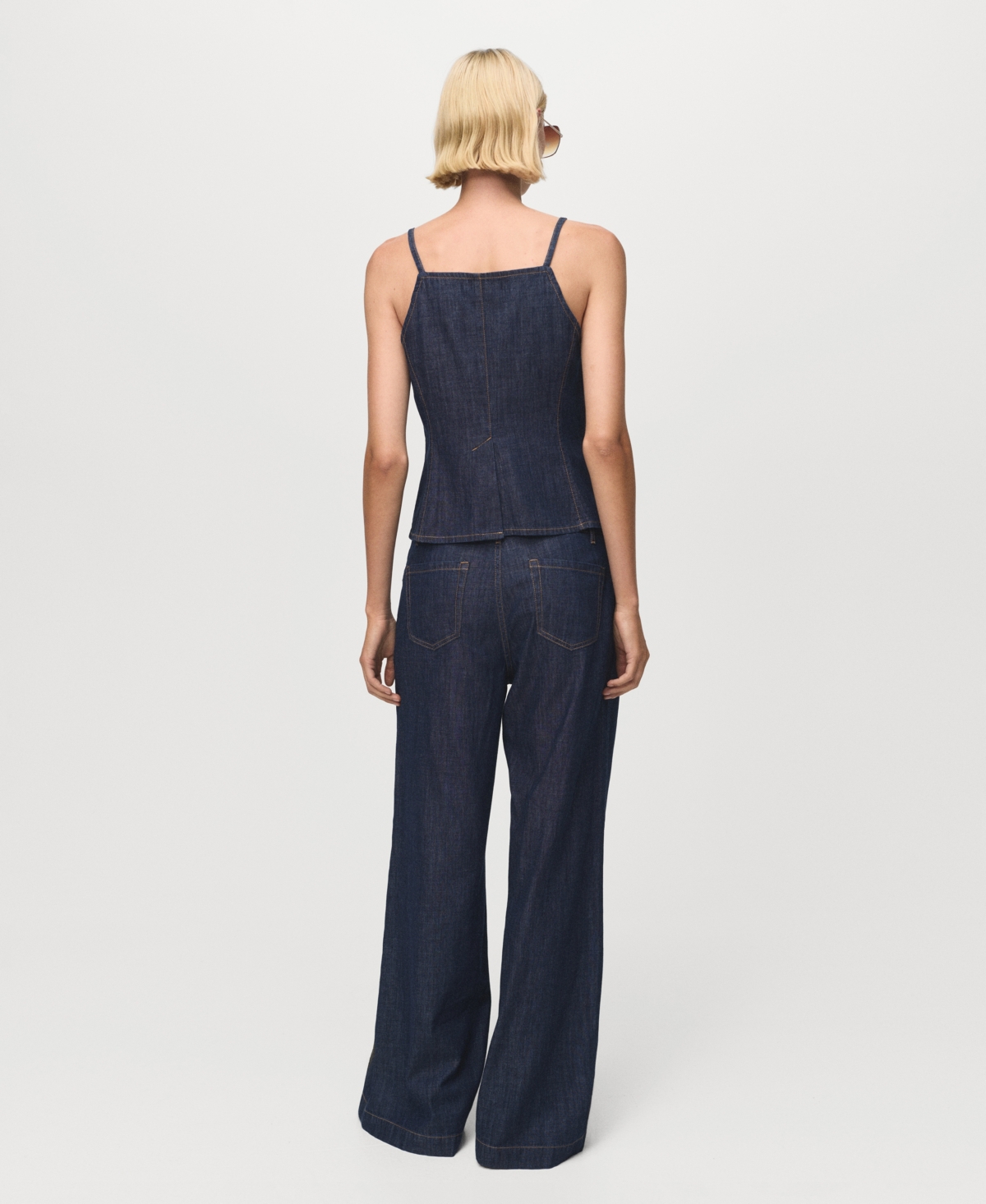 Mango Buttoned Denim Top Open Blue In Blue