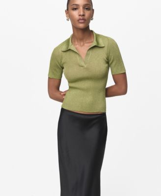MANGO - Women's Lurex Polo Neck Sweater