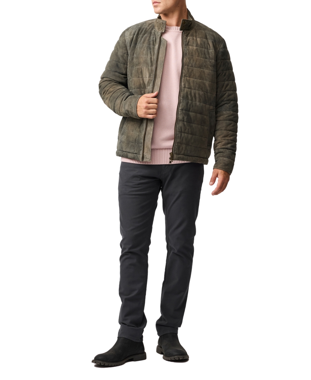 Rodd & Gunn Long Island Leather Jacket In Gray