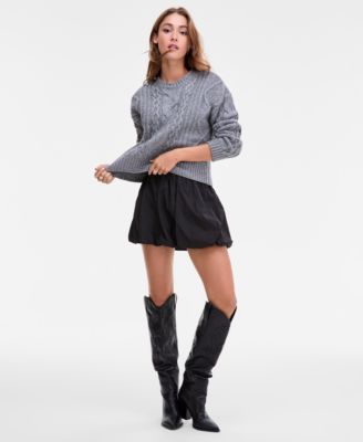 Women's Cropped Cable-Knit Sweater