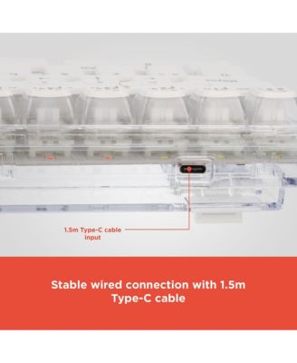 Wired USB-A Gaming Keyboard, Transparent Mechanical Design, RGB Backlit, 67 Keys, Rotary Knob, Anti-Ghosting, Durable Build