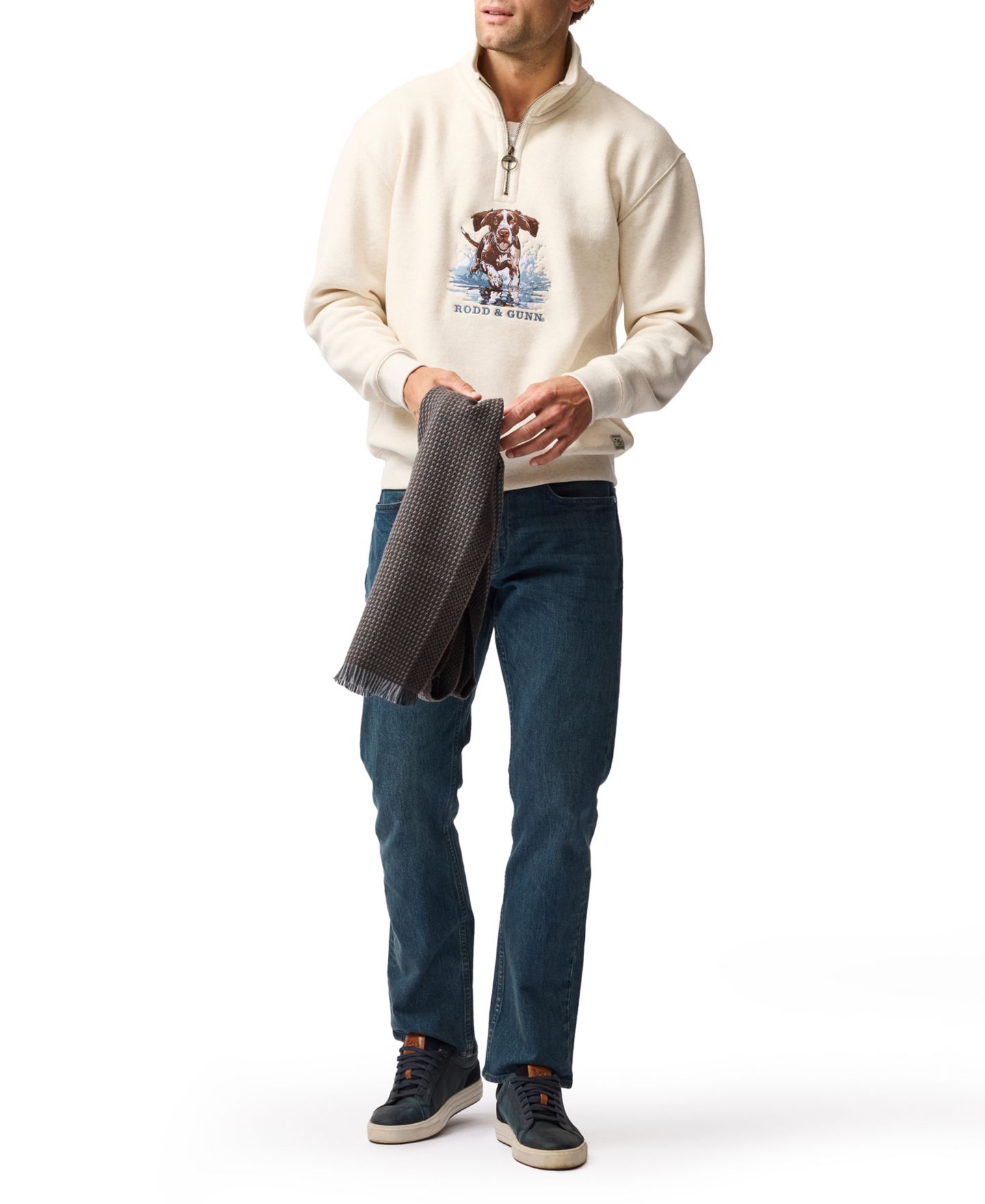 Мужская толстовка Rodd & Gunn Gunners Track Sweatshirt, цвет: Овсяный — фото 3