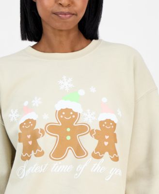 Juniors' Gingerbread Screen-Print Sweatshirt